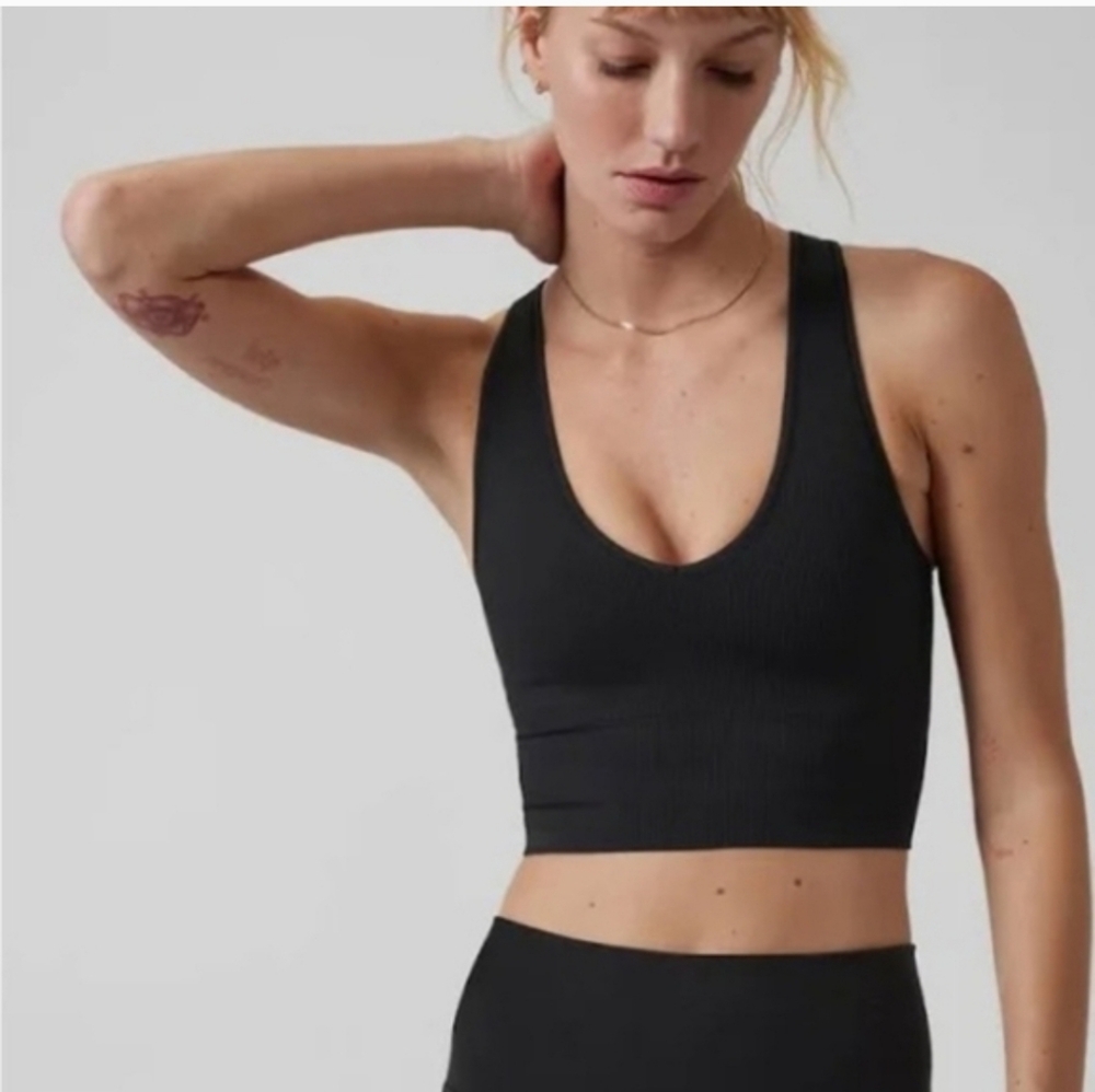 Athleta Black Ribbed Aurora Tank Top